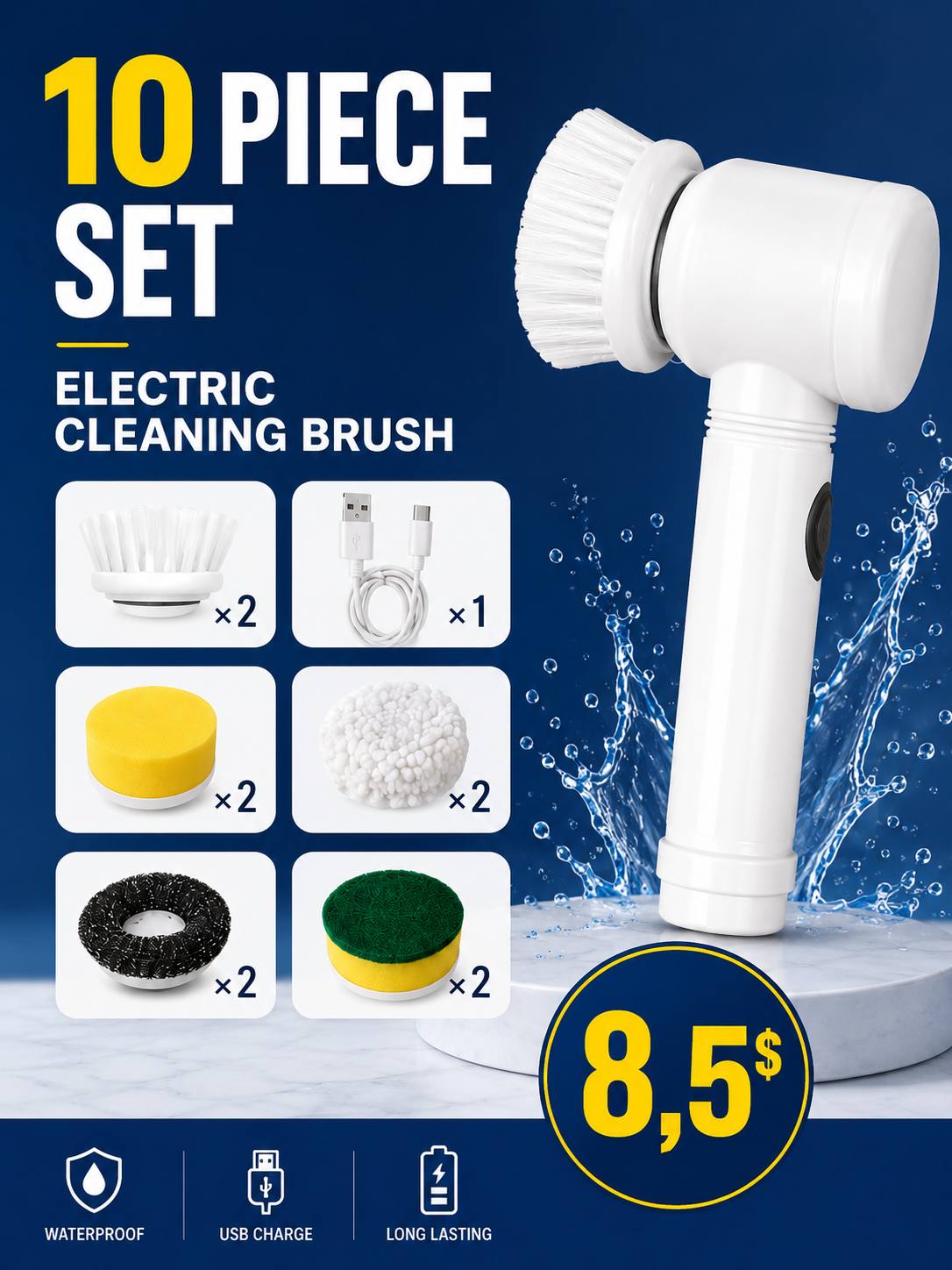 ម៉ាសុីនលាងសំអាតចាន Electronic cleaning brush