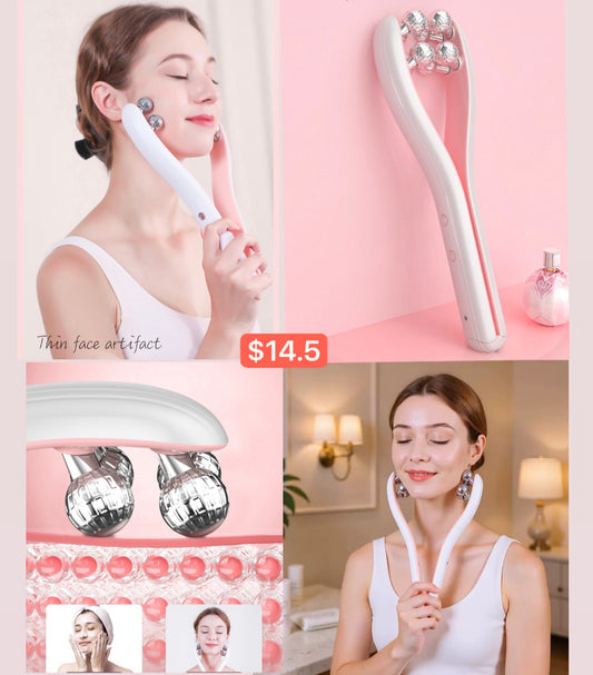 ប្រដាប់ម៉ាស្សាមុខ Double-sided three-dimensional roller beauty instrument