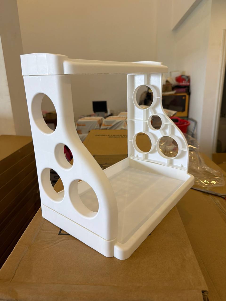 White two-tier kitchen countertop spice and condiment organizer rack