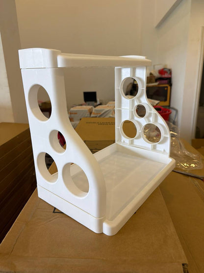 White two-tier kitchen countertop spice and condiment organizer rack